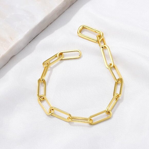 Dainty Layering Bracelets for Women 18 k Gold Plated Fashion Adjustable Chunky C - Picture 3 of 7